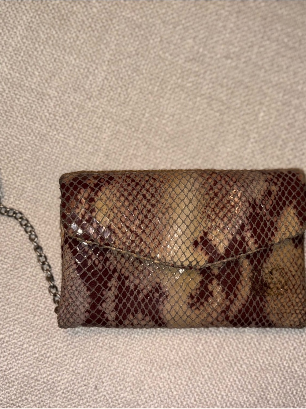 HOBO Brown and Tan Snake-Print Crossbody Clutch